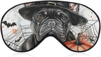 Halloween Dog Sleep Mask Cute French Bulldog Dog Pumpkins Blindfold for Adult Play Adjustable Soft Eye Sleep Mask for Men Women Travel Nap Games