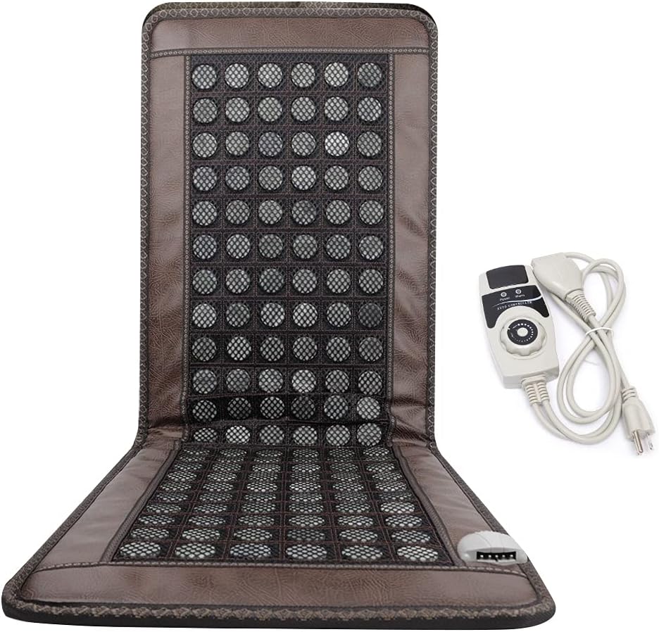 Far Infrared Heating Pad for Full Back, 20" x 59" 138 Natural Jade Tourmaline Stones Heating Mat for Back Neck Shoulder Fast Pain Relief Use for Home Office
