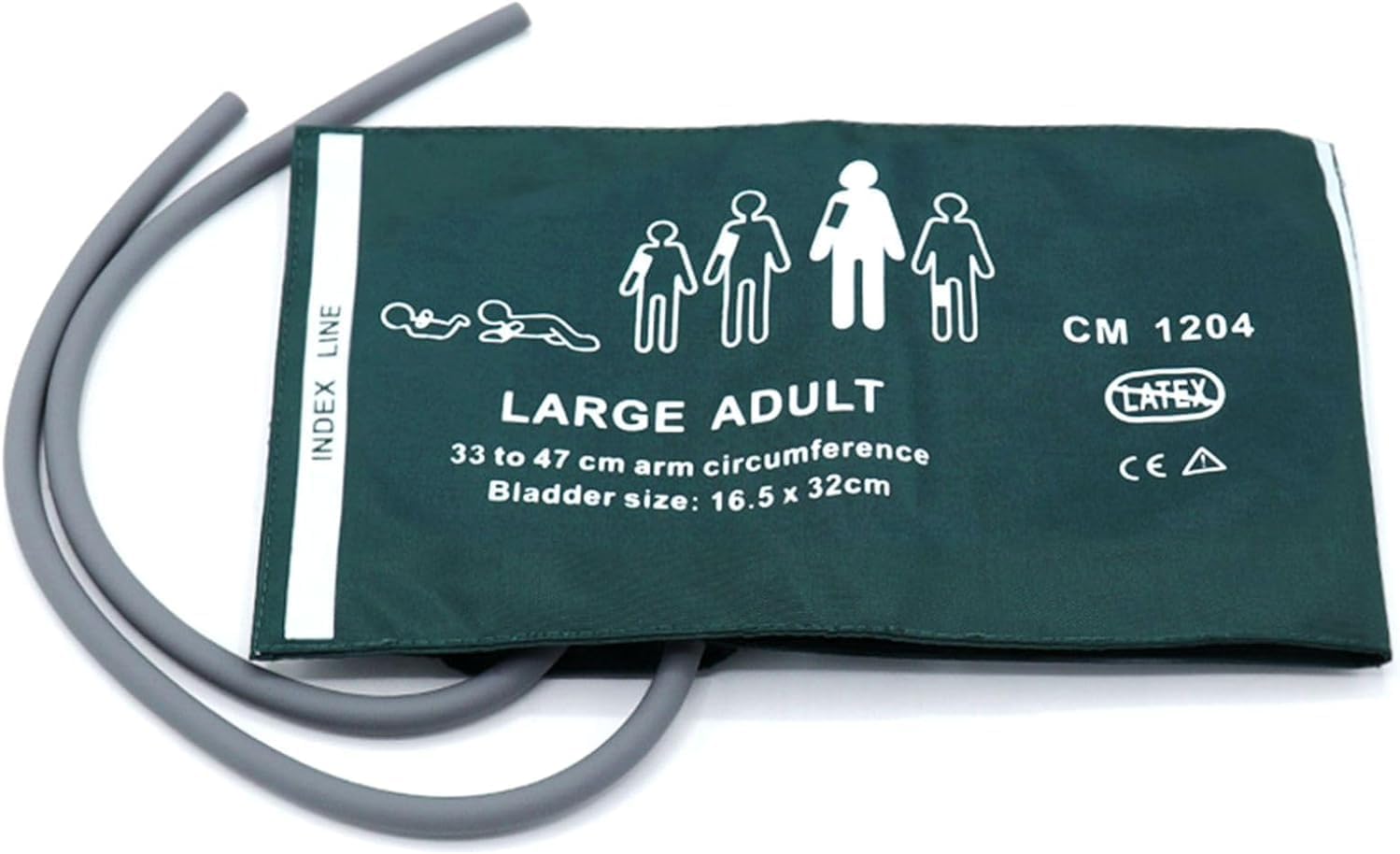 NIBP Cuff with Bladder for Large Adult 33-47cm, 35cm Double Tube Reusable Nylon Replacement Universal Blood Pressure Cuff, No BP Connector