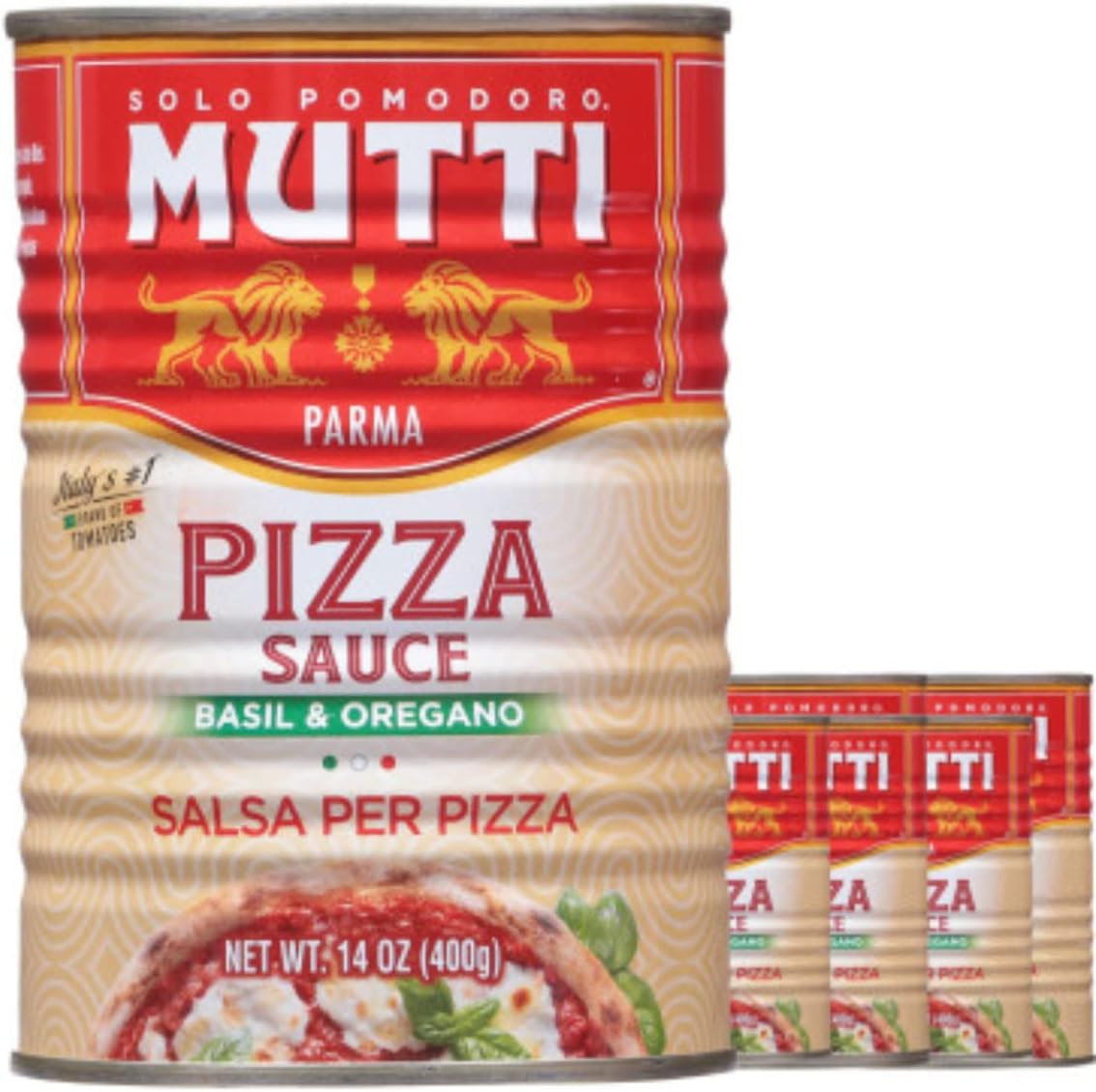 Mutti Pizza Sauce with Basil & Oregano, 14 oz. | 6 Pack | Italy’s #1 Brand of Tomatoes | Fresh Taste for Cooking | Canned Sauce | Vegan Friendly & Gluten Free | No Additives or Preservatives