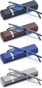 4 Pack Reading Glasses for Men Readers Blue Light Blocking with Case (Black Brown Blue Grey, 1.5, multiplier_x)