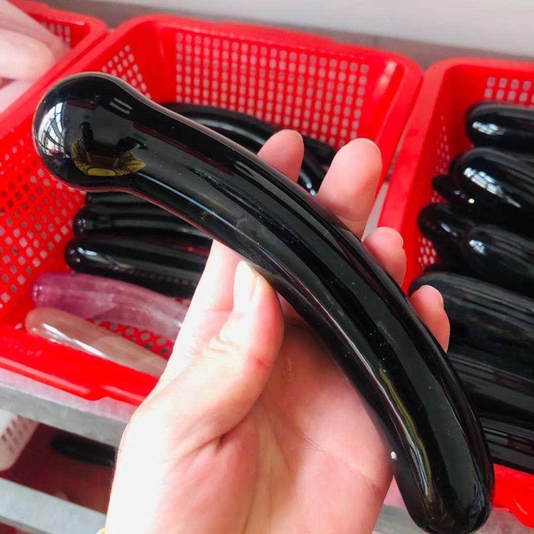 Natural Obsidian Quartz Stone Curved Black Crystal Yoni Wand 170mm-180mm for Women Healthy Healing Natural Stones 1pc