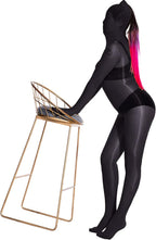 BEFASY Unisex 8D Plus Size Shiny Glossy Full Bodystocking Ultrathin Nylon Sheer Bodysuit Catsuit with Hood Gloves