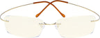 CessBlu Rimless Blue Light Blocking Glasses for Men Reading Computer Titanium Computer Readers Cut UV Rays Bendable