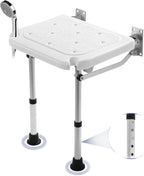 TYYIHUA Folding Shower Seat Wall Mounted, Foldable Shower Bench Shower Stool - Shower Chair for Inside Shower for Adults, Pregnant Women, Elderly and Disabled - Adjustable Height from 16.9" to 20.9"