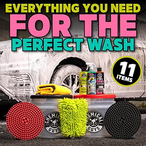 Chemical Guys HOL129 Best Two Car Wash Bucket Kit to Wash & Dry (11 Items Including 3 16 oz. Chemicals)