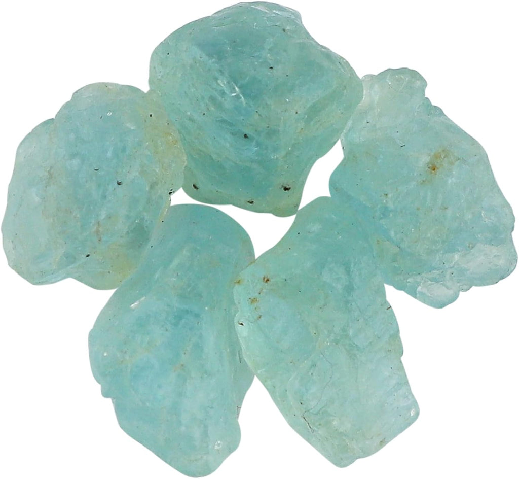 CRYSTALIS Wholesale 5pcs Natural Sea Aquamarine, Loose Gemstone Bulk Rough Jewelry Making Supply, Chakra & Healing Raw Stones, Wire Wrapping, DIY, Gem Collection