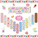Panelee 120 Pcs Kids Bandages 2.83'' x 0.75'' Cute Style Flexible Waterproof Bandages Bulk Breathable Strip for First Aid & Wound Care Protection(Cute Style)