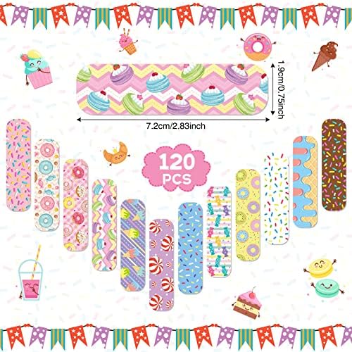Panelee 120 Pcs Kids Bandages 2.83'' x 0.75'' Cute Style Flexible Waterproof Bandages Bulk Breathable Strip for First Aid & Wound Care Protection(Cute Style)