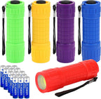 KunHe 5 Pack Plastic Small Mini LED Flashlight COB Flashlights for Kids 100 Lumen with Batteries High CRI for Bright Flash Light Kids Flashlights Christmas Gifts Stocking Stuffers