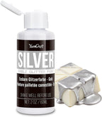 Edible Glitter Paint Silver, Shimmering Liquid Luster Dust for Chocolate, Drinks, Cake, Candy, Sprinkles Cocktail Glitter - Metallic Edible Cake Paint for Cookie, Fondant Vegan Cake Decorating