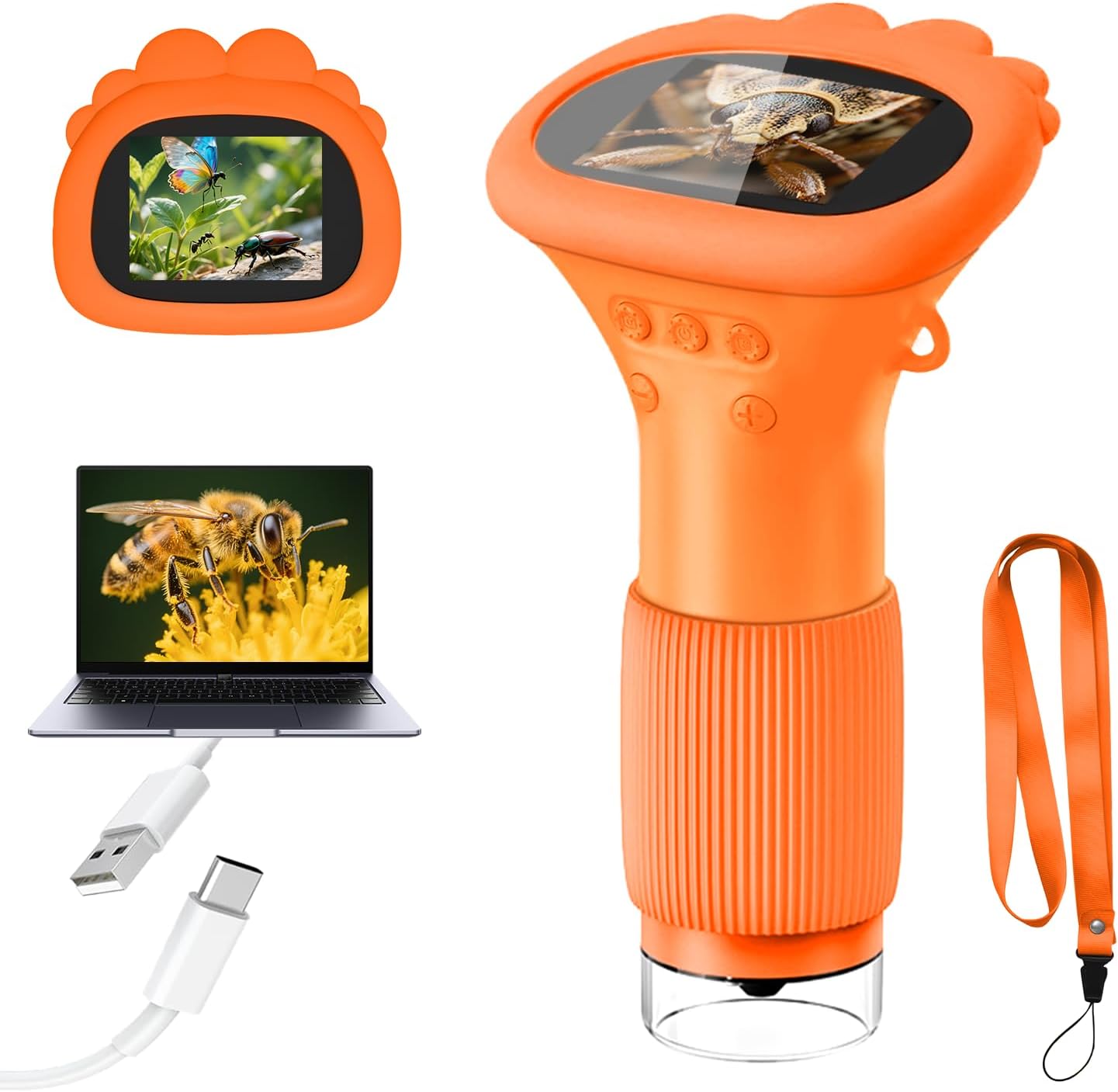 Microscope for Kids, 1000X Handheld Digital Miniscope with 2.0" Screen, Portable Pocket Microscope Education Toys Christmas Gifts for Age 3 4 5 6 7 8 9 10 Girls Boys