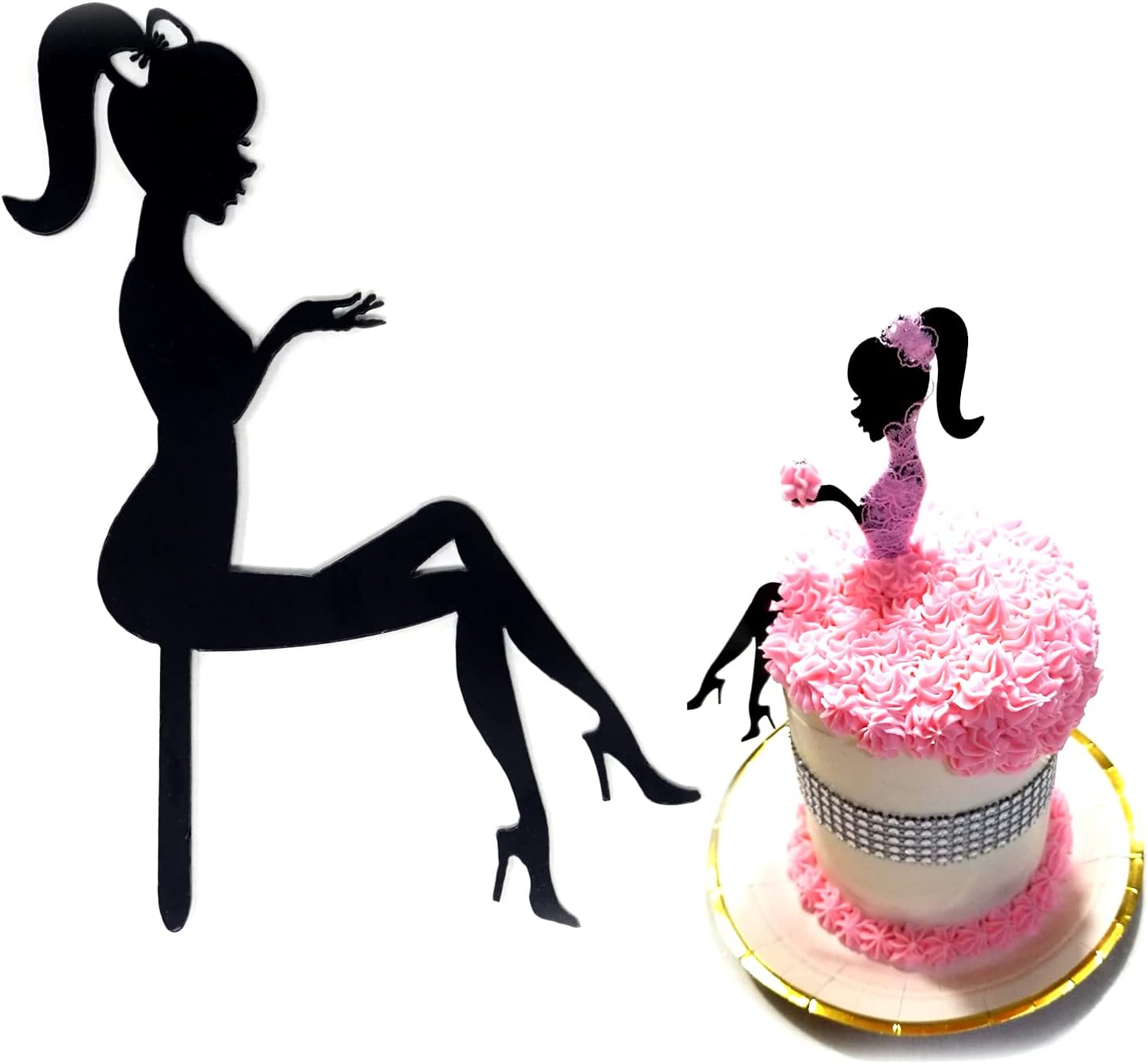 "Honbay 6PCS High Heels Lady Girl Cake Toppers Personalised Cake Decorations for Wedding, Birthday, Party, etc"