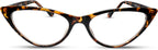 2SeeLife Small Cat Eye Reading Glasses for Women – Narrow-Medium Fit, Sturdy Frame, Spring Hinges, Premium Funky Readers, Brown Tortoise, +1.50