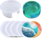 5PCS Resin Coaster Molds - Round Silicone Casting Molds for Epoxy Resin Coaster Casting and DIY Home Decoration