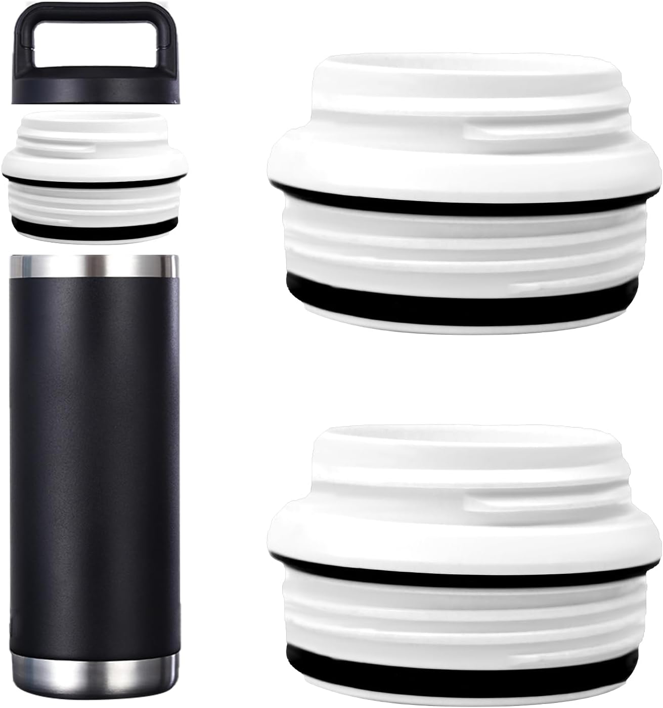 2PCS Bottle Adapters with Sealings for Yeti to Cirkul, Cirkul Tumbler Adapter, BPA Free Plastic, Leak Proof, Food Grade Silicone, Yeti Rambler Fits 12, 18, 26, 36, 46, 64 oz Yeti Water Bottles