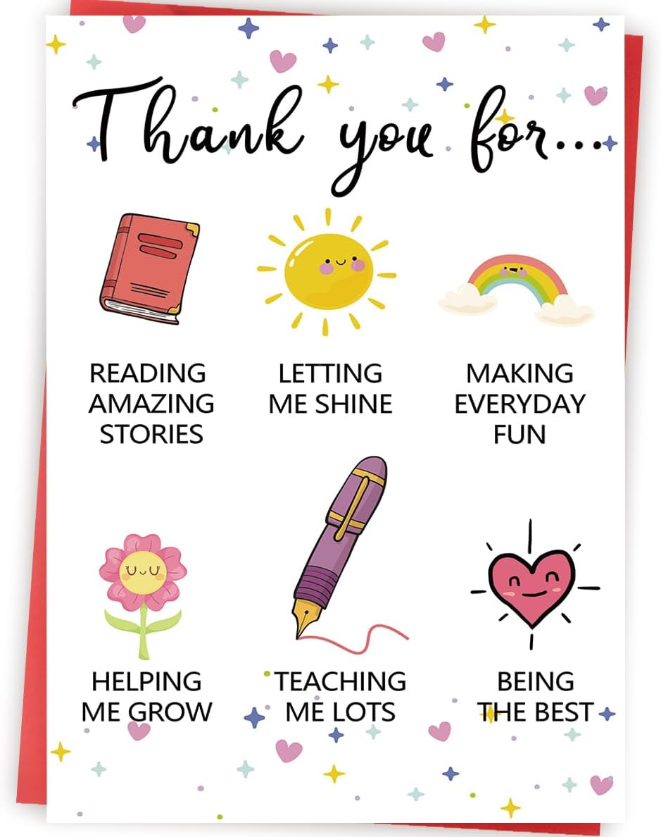 Lovely Thank You Teacher Card, Great Teacher Appreciation Gifts Card from Students, Thank You for Helping Me Grow, End of Term Gift