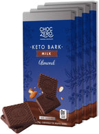 ChocZero Milk Chocolate Almond Bark, No Added Sugar, Low Carb, High Fiber, Keto Friendly, No Sugar Alcohols (4 Count, 3.2oz Boxes)