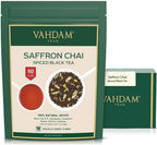 VAHDAM Saffron Spiced Chai (Loose Leaf, 50 Cups, 100g) | Black Tea with Cardamom, Cinnamon, Clove, Almond & Saffron | Enjoy Hot, Iced, or as a Chai Latte
