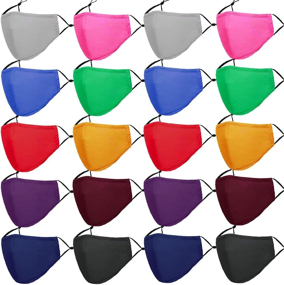 Washable Reusable Cloth Face Masks for Women Men 20 Pack