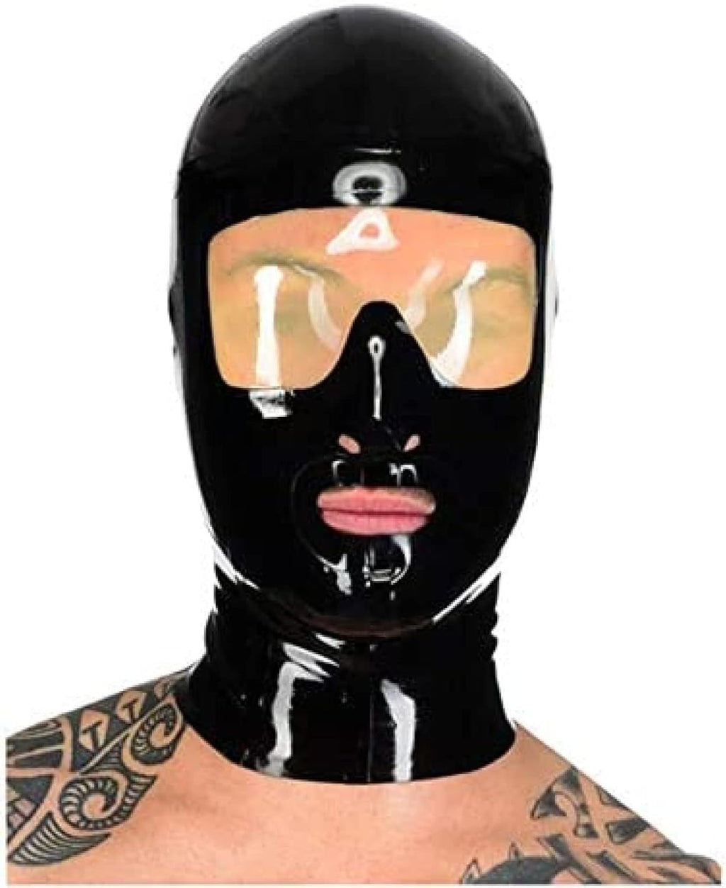 Sexy Latex Head Cover Hood Mask for Unisex Unique Cosplay Party,Black,XX-Large