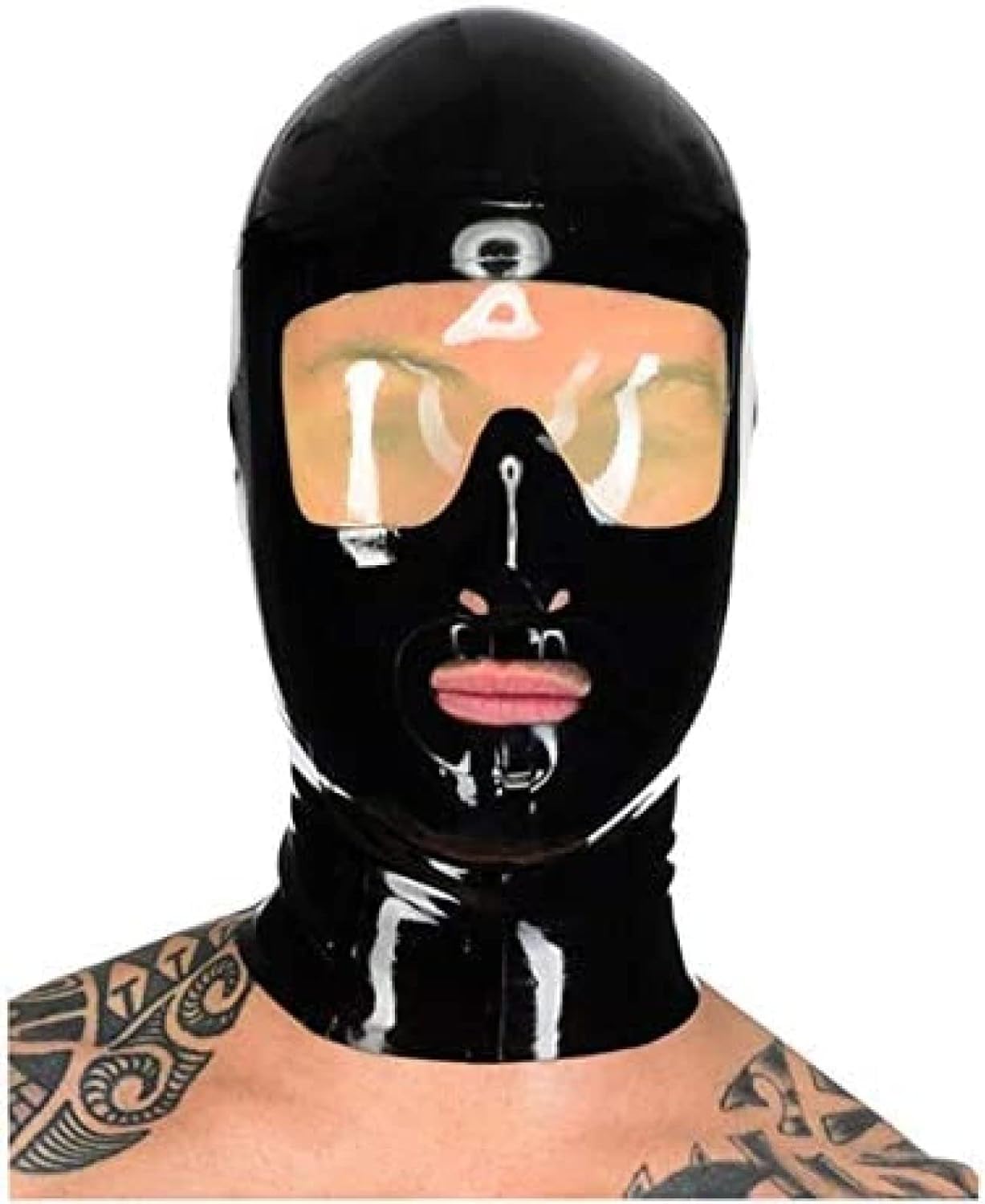 Sexy Latex Head Cover Hood Mask for Unisex Unique Cosplay Party,Black,XX-Large