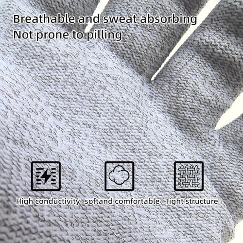 Conductive Silver Fiber Gloves,Grounding Gloves,Release Static Electricity,Massage Glove,Touch Screen,1 Pair(Includes 2 Grounding Wire)