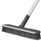 Floor Scrub Brush with Long Handle - Adjustable Handle 2 in 1 Scrape and Heavy-Duty Stiff Bristle Floor Scrubber Brush for Cleaning Bathroom, Kitchen Patio Tile Garage and Deck