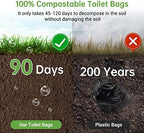 Portable Toilet Replacement Bags, 25 Count 8 Gallon 1.5 Mil Super Thickened Compostable Trash Bags, 30 Liter Camping Toilet Bags for Travel Outdoors, Boating, Emergency Toilet Bag for Car