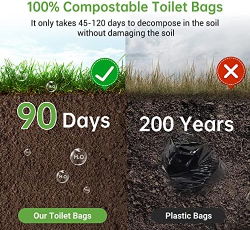 Portable Toilet Replacement Bags, 25 Count 8 Gallon 1.5 Mil Super Thickened Compostable Trash Bags, 30 Liter Camping Toilet Bags for Travel Outdoors, Boating, Emergency Toilet Bag for Car
