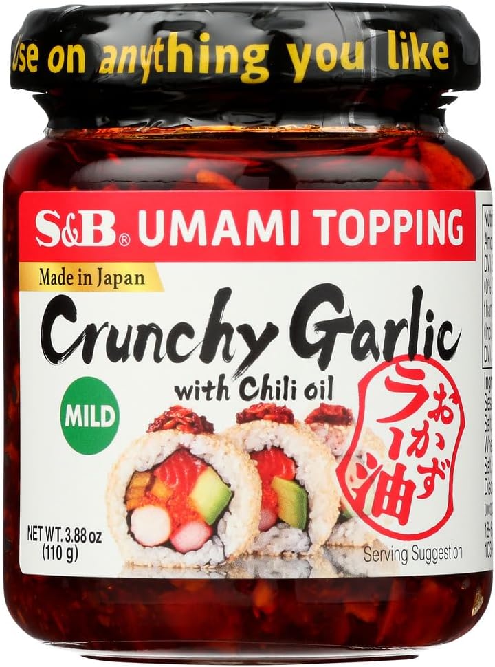 S&B Chili Oil with Crunchy Garlic Topping 3.9 Ounce (Pack of 3)