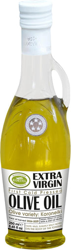 Extra Virgin Olive Oil, KORVEL, glass bottle Amphora 250 ml, 8.45 fl oz