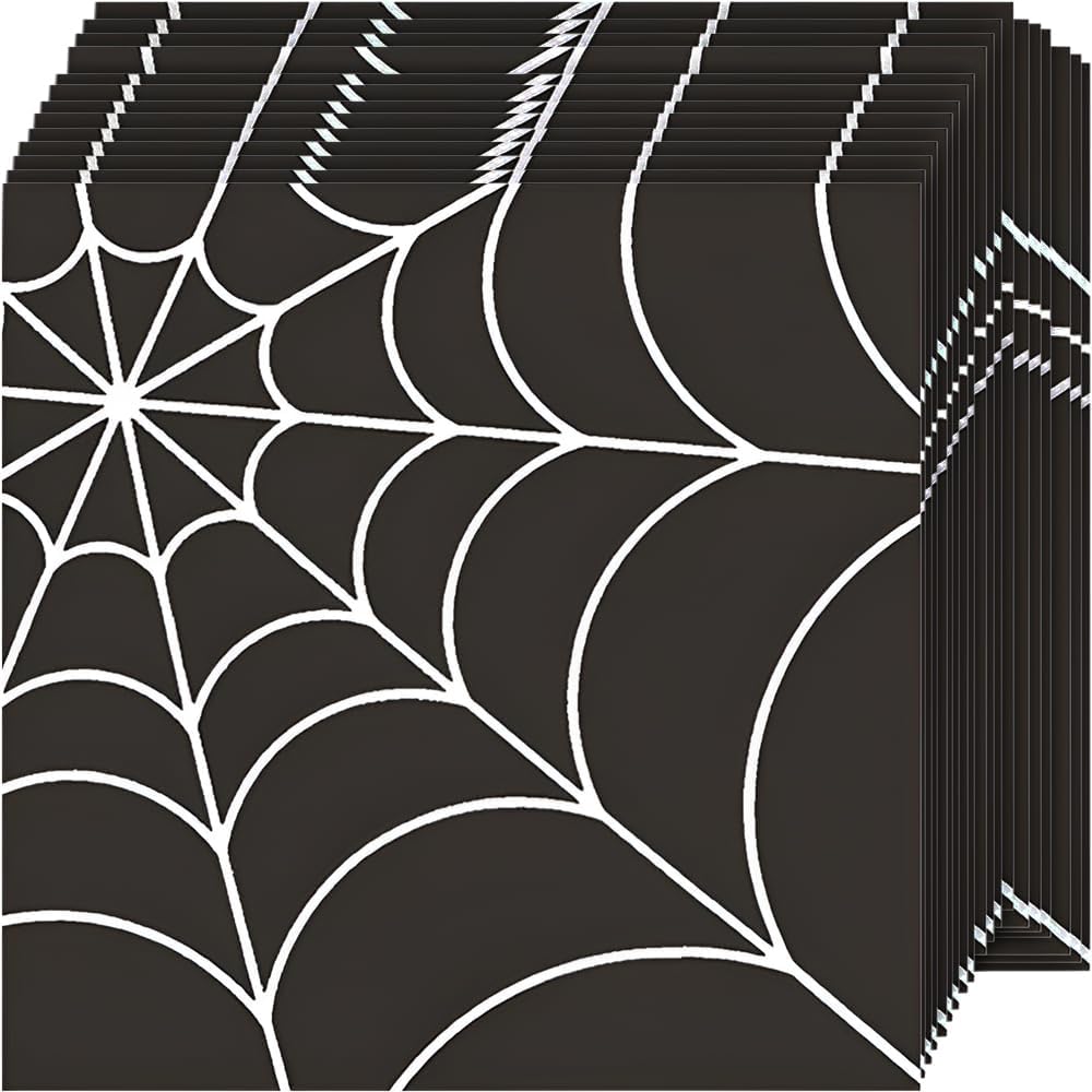 Dining Collection Halloween Lunch Size Napkins Spider Web Black - 20 Count