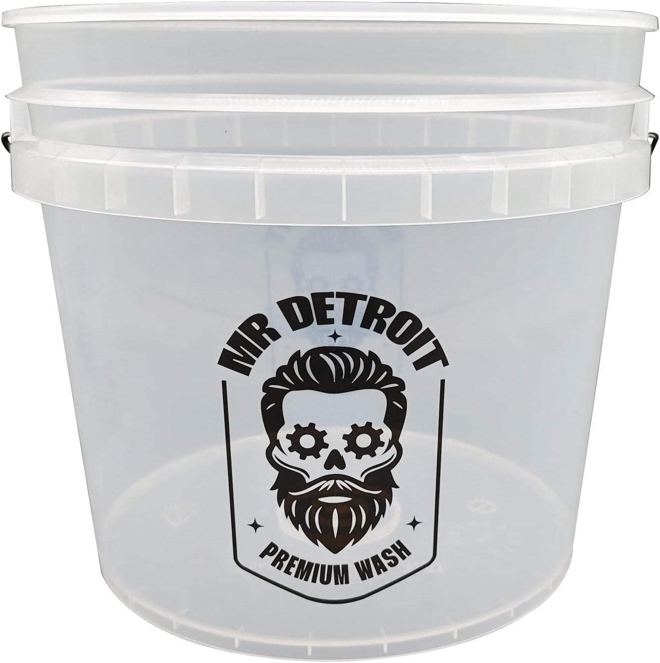 Mr. Detroit - 3.5 Gal Car Wash Bucket, Plastic White Heavy Duty Clear Detailing Bucket for RV, Boat, Motorcycle & Home Detailing (Eco-Friendly)