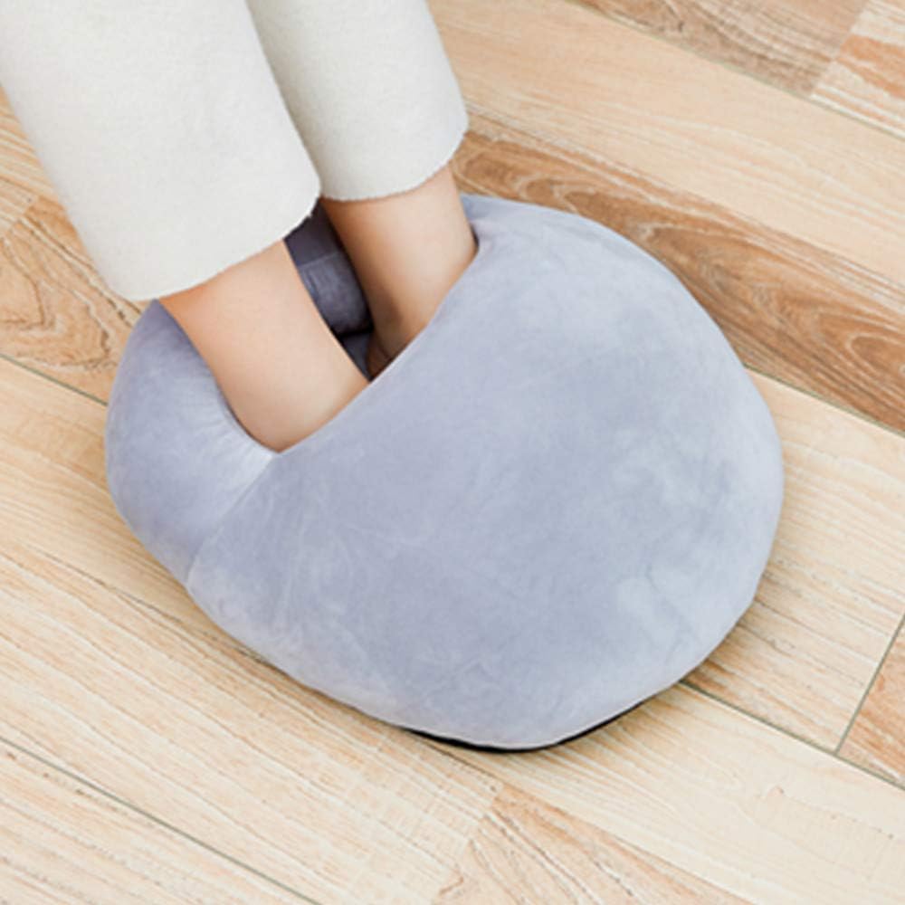 Heated Feet Warmer USB Rechargeable Cushion Plush Foot Heater Electric Heating Pad Winter Office Heating Shoes Insole Heater Sleep Heat Therapy Heated Massage Foot Warmer Slippers (Plain Gray)
