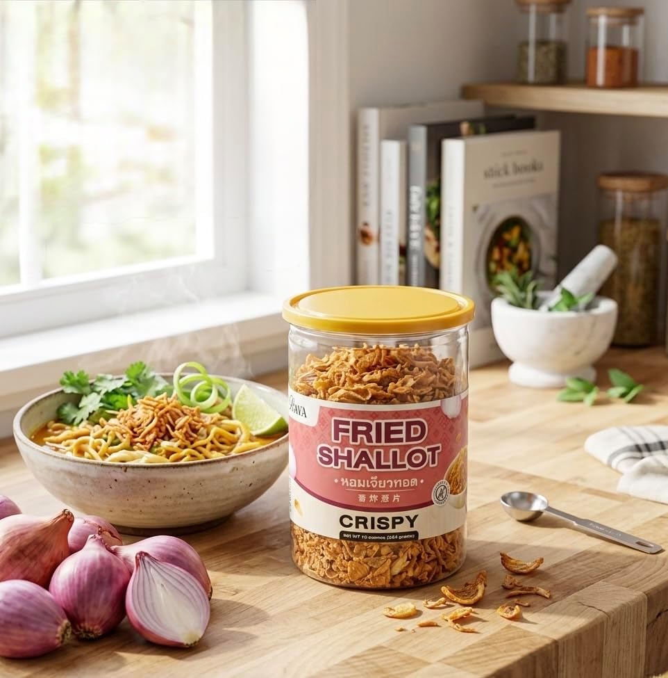 Thairaya Fried Shallot 7.05 oz. (200 grams) | Golden Brown Crispy & Aromatic Product of Thailand Authentic Asian-Style Onion Topping Perfect for asian food.