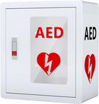 NLShan Wall Mounted AED Defibrillator Cabinet, Metal Steel Plate Storage Cabinet with Snap Lock, Fit All Brands of AED, 14.2 x 7.9 x 15.8 Inch