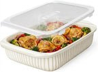 Artena Baking Dish 5.1 Quarts, Casserole Dishes For Oven, Baking Pan With Handles, Lasagna Pan Deep, Large Casserole Dish, Rectangular White Ceramic Bakeware (Baking Dish With Lids)