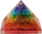 Orgonite Crystal Handmade Seven Chakra Gemstone Pyramid - Orgone Chakra Healing Stone Pyramids for Mediation, Yoga, Reiki, Spiritual Gift, Office and Home Décor