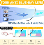 touk Half Frame Reading Glasses Anti Blue Light UV Filter, Half Moon Lens Semi Rim Spring Hinge Readers with Case for Women