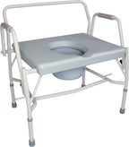 DMI Drop Arm Portable Toilet Commode, Extra-Wide Seat, 500 Pound Weight Capacity, Bucket with Lid Included, Adjustable Legs, Elderly Assistance Products, Grey