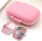 Travel Pill Organizer 8 Compartments Pill Case, Portable Folding Small Pill Box with Seal Ring Moisture Proof, Daily Pill Container Used for Carry Storage Medicine Organizer (Pink)