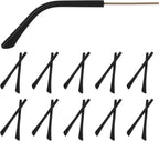 Anti-Slip Silicone Eyeglass End Tips 10 Pairs Eyeglasses Replacement Temples Glasses Ear Cushion Sock Pieces Tube Eyewear Comfort Replacement Tips for Flat Thin Metal Eyeglass Legs - Black