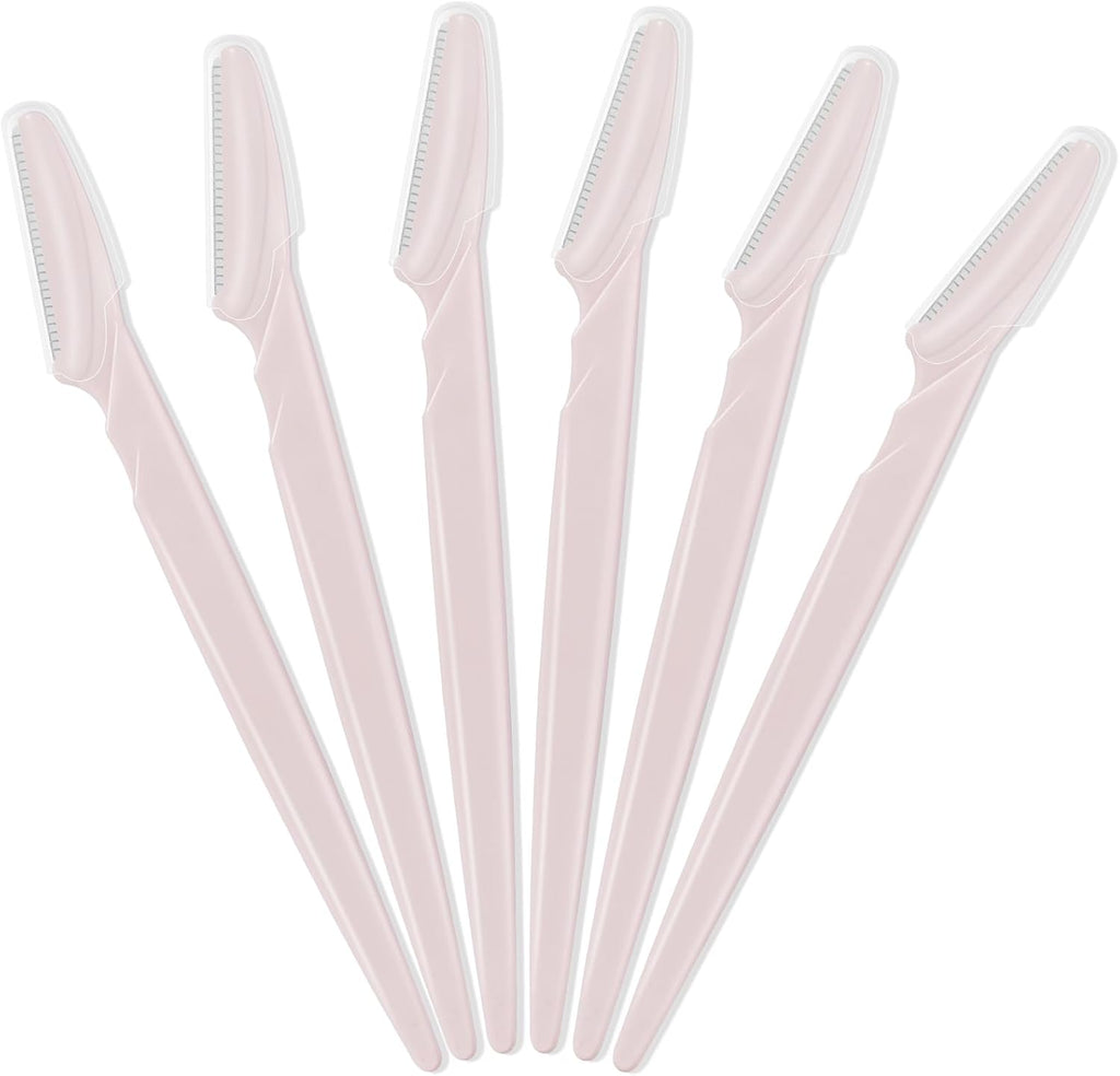 6 Pcs Eyebrow Razor Face Razors Multipurpose Facial Razors for Women Men Eyebrow Trimmers Shaver with Protective Cover Dermaplaning Facial Hair Removal Tools Light Pink