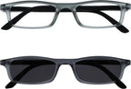 OPULIZE TED Reading Glasses for Women Men, Narrow Rectangular Matt Frame with Spring Hinges