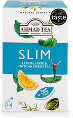 Ahmad Tea Green Tea, Lemon, Mate, & Matcha 'Slim' Natural Benefits Teabags, 20 ct (Pack of 1) - Caffeinated & Sugar-Free