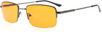 Eyekepper Computer Reading Glasses-Better Sleep Readers-97% Blue Light Blocking-Memory Titanium Half-Rim Men, Dark Orange Tinted Lens(Gunmetal, 2.00)