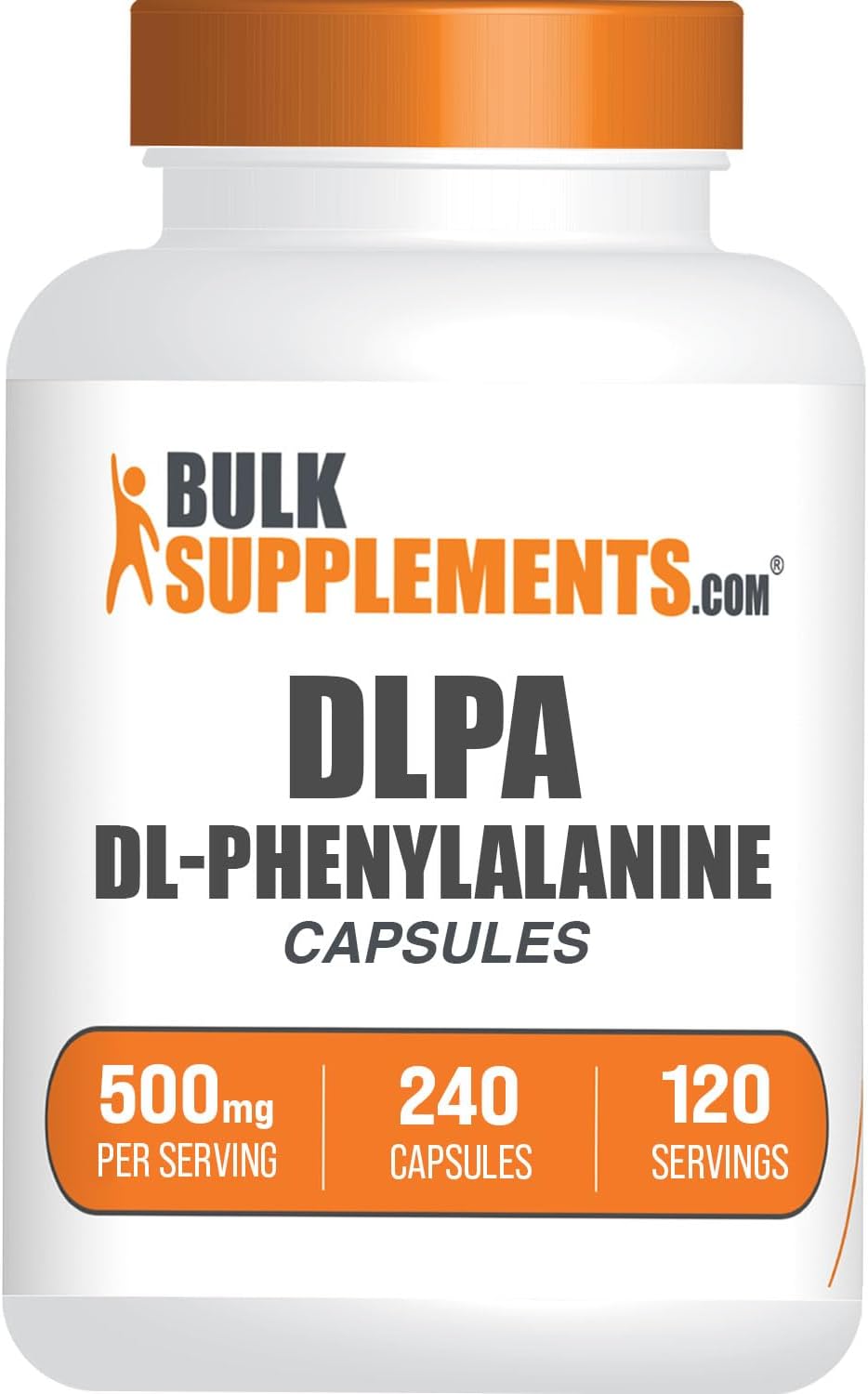 BulkSupplements.com DL-Phenylalanine Capsules - DLPA Supplement, Amino Acid Supplement - Gluten Free, 2 Capsules per Serving (500mg), 240 Capsules (Pack of 1)
