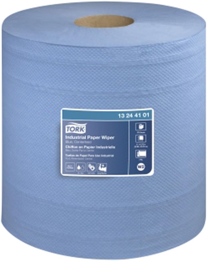 Tork 13244101 Industrial Centerfeed 4-Ply Paper Wiper, Blue