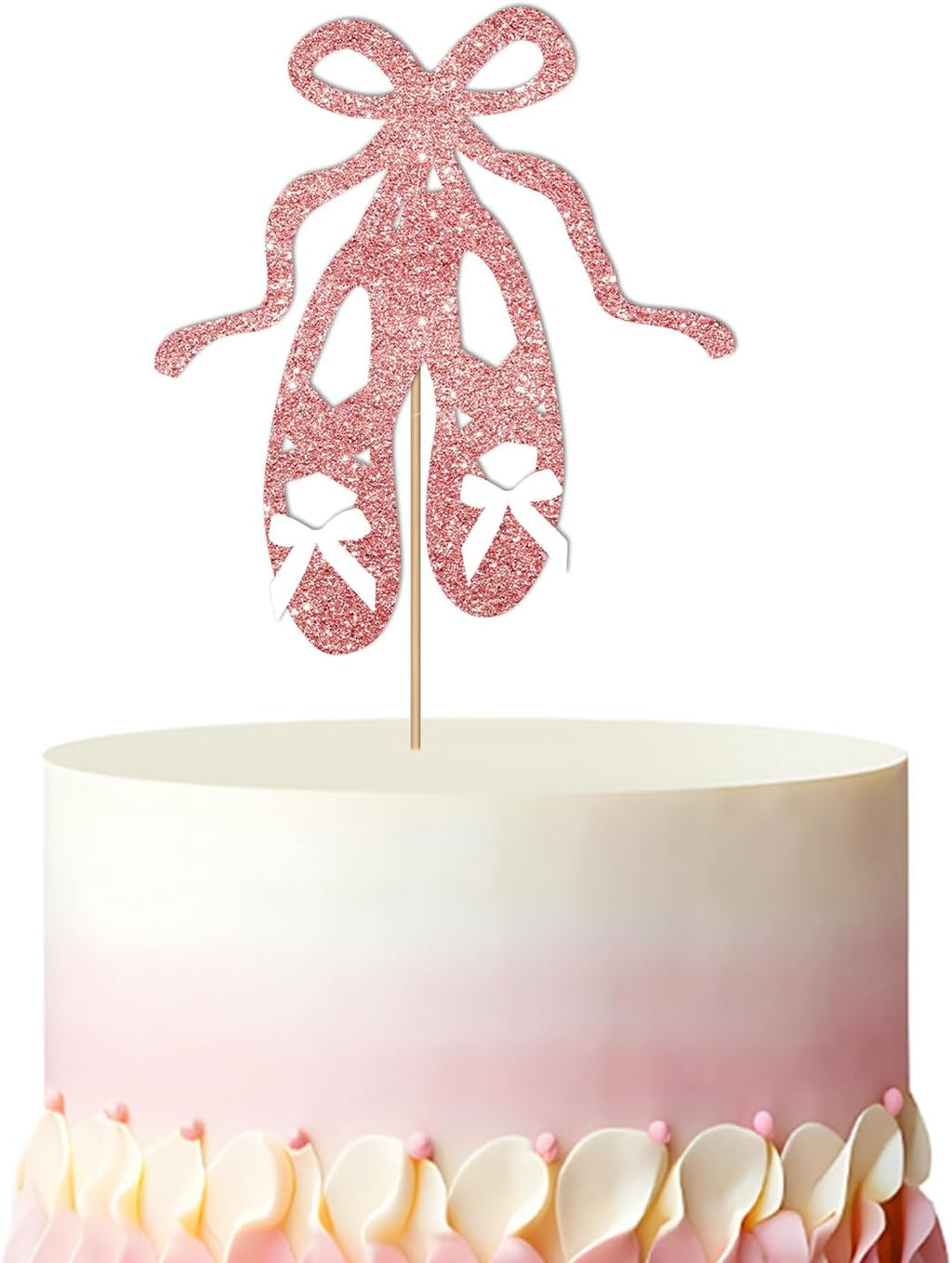 Ballet Shoes Cake Topper, Ballerina Birthday Cake Decor, Pink Glitter Ballet Cake Topper for Girl, Dancing Themed Baby Shower/Anniversary Party Decoration
